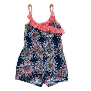 Cute Spaghetti Strap Retro Vibe Girls Navy Romper 12